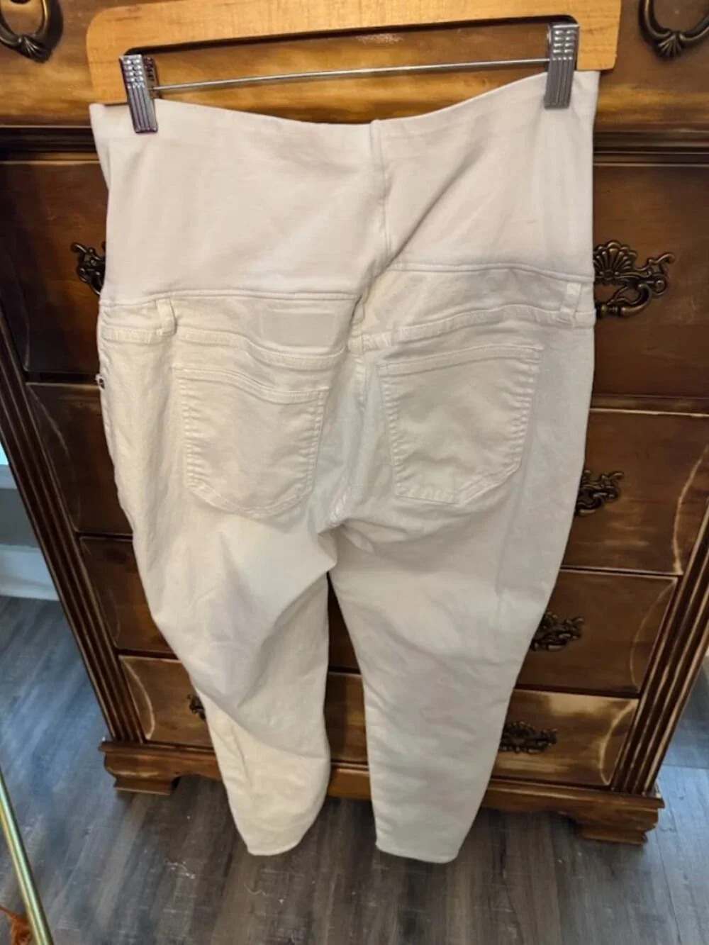 Maternity White Skinny Jeans Over Belly Stretch Denim Pants Medium‎